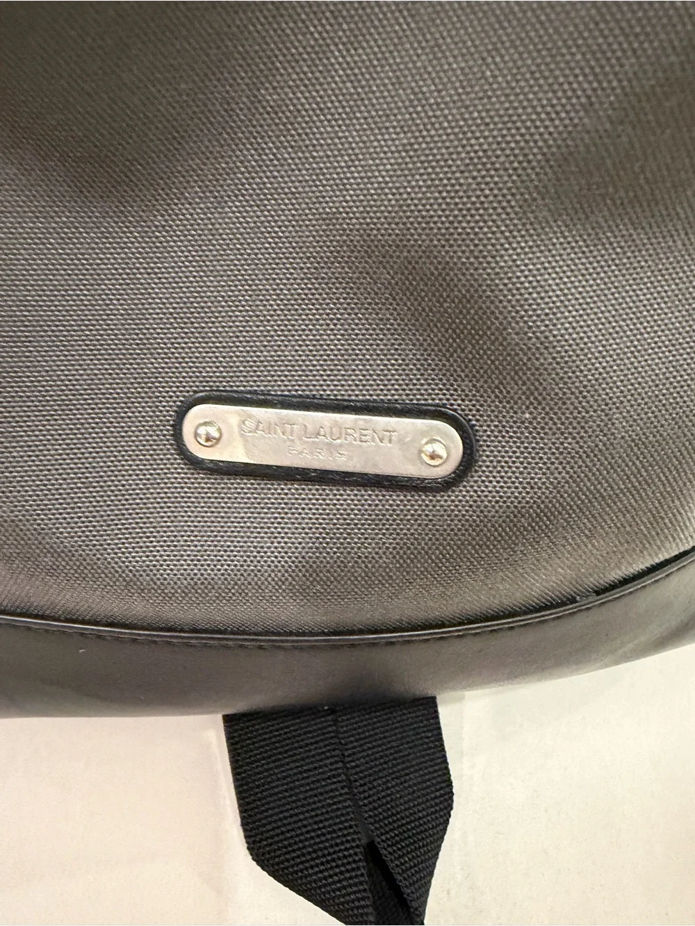 Saint Laurent Gray Roll-Top Backpack with Silver Hardware